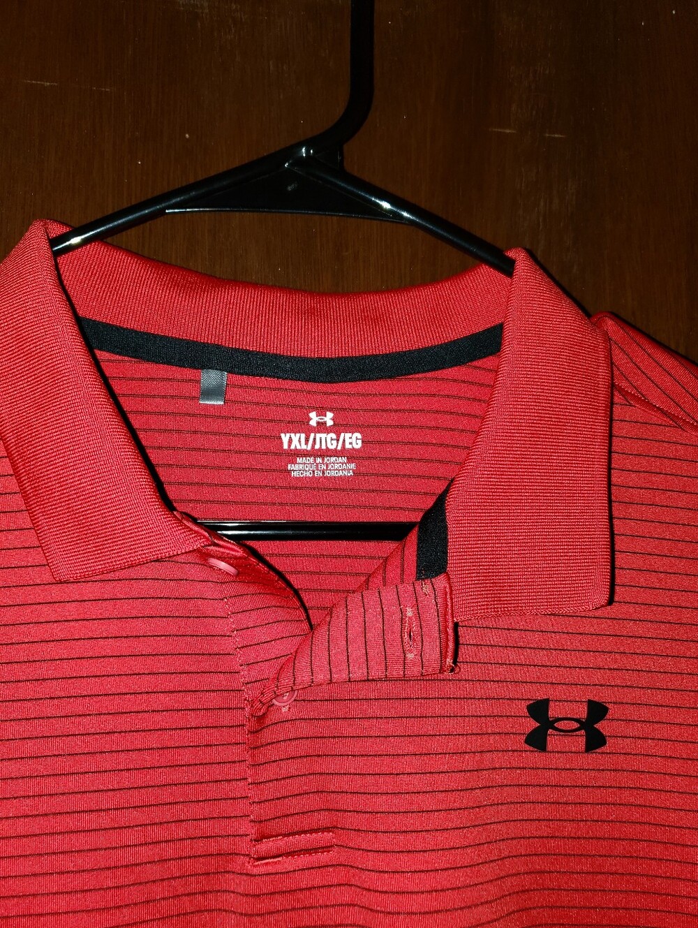 Under Armour Red Stripe Polo Shirt Sz Youth Xl